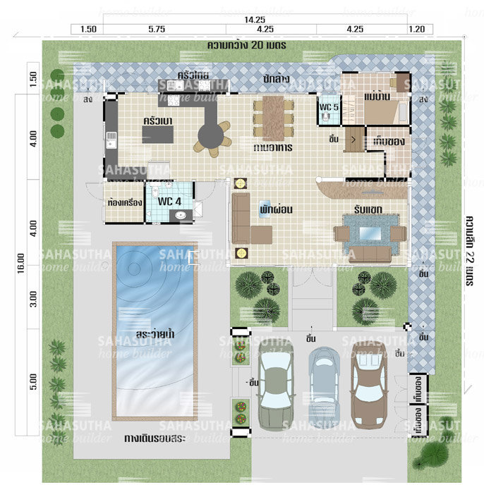 แปลนบ้านสองชั้น สไตล์ Modern