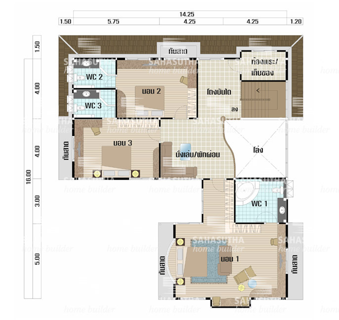 แปลนบ้านสองชั้น สไตล์ Modern